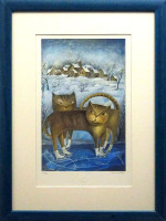   Aleš Vondřich a Kateřina Dominová - Dvě kočky na bruslích - signovaný umělecký tisk